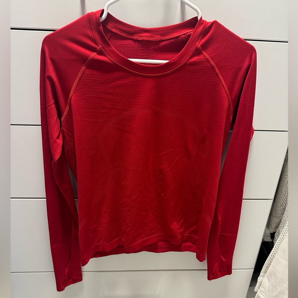 lululemon Athletics Swiftly Yech Waist length Red Long Sleeve Top